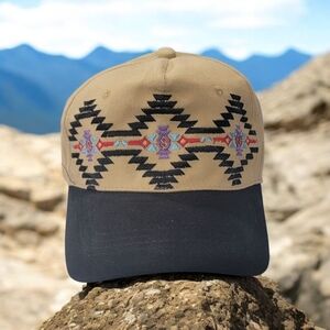 Tan and Black Geometric Pattern Cap